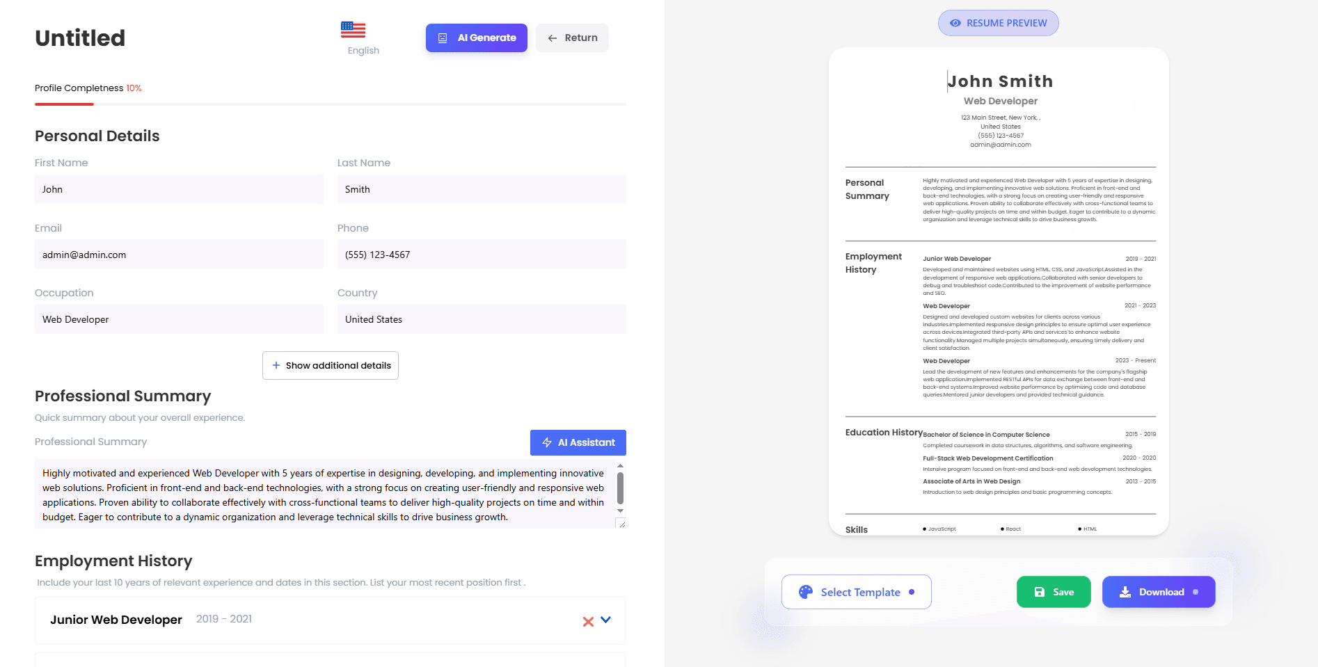 Resume CV Builder with AI - Product Image